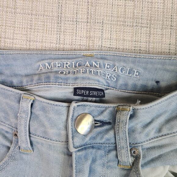 American Eagle Women's Denim Jeans Skinny Distressed Light Wash Size 2‎ - Picture 4 of 6